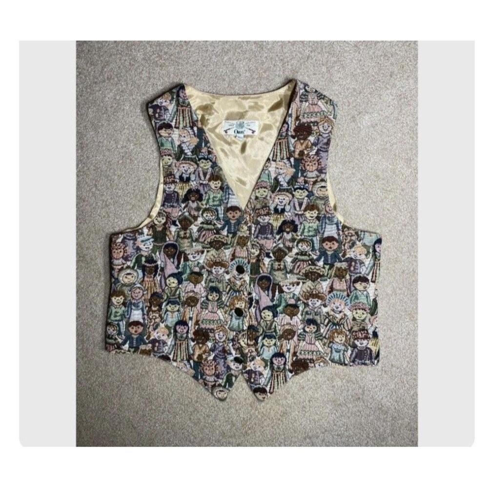 Vintage Orvis Women’s Sz Lg Tapestry Vest Children Of The World Italian Fabric